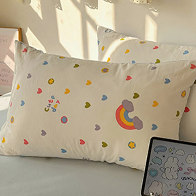 Bettwäsche-Set „Regenbogenherzen“ mit weicher Oberfläche
