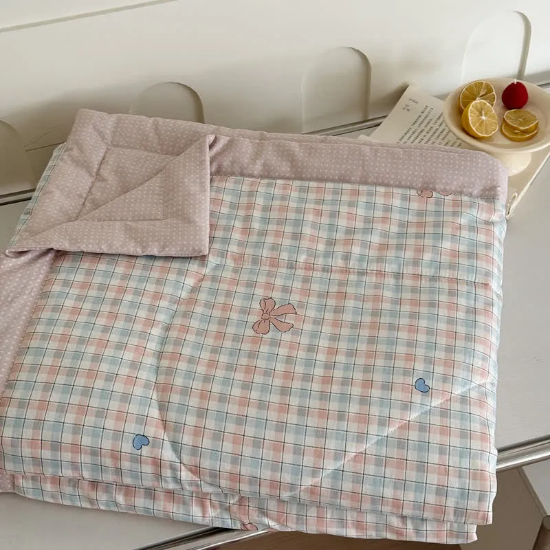 Bettwäsche-Set aus gewaschener Baumwolle mit pastellfarbenem Karomuster