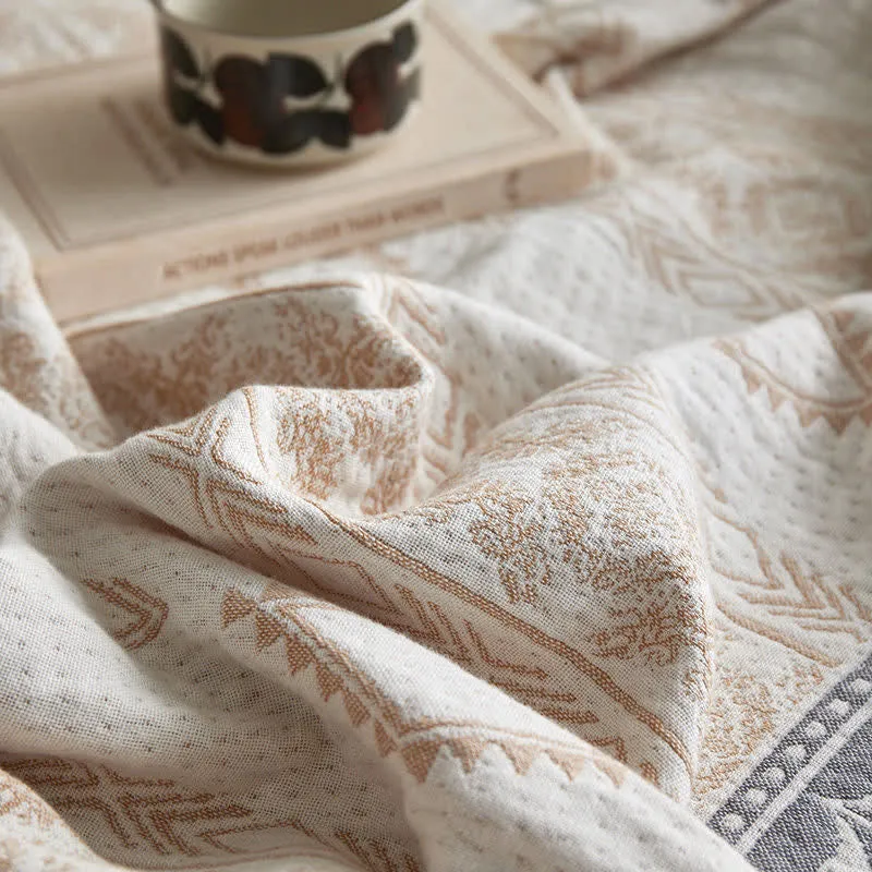 Vintage-Baumwollgaze-Decke mit Blumenmuster