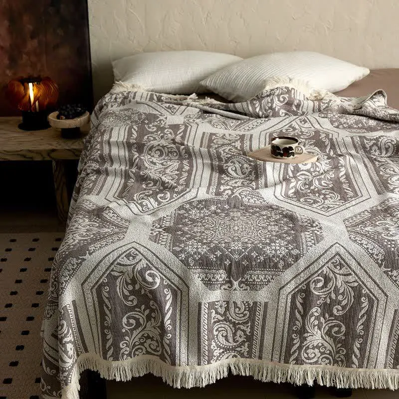 Baumwolldecke mit Damast-Paisley-Muster