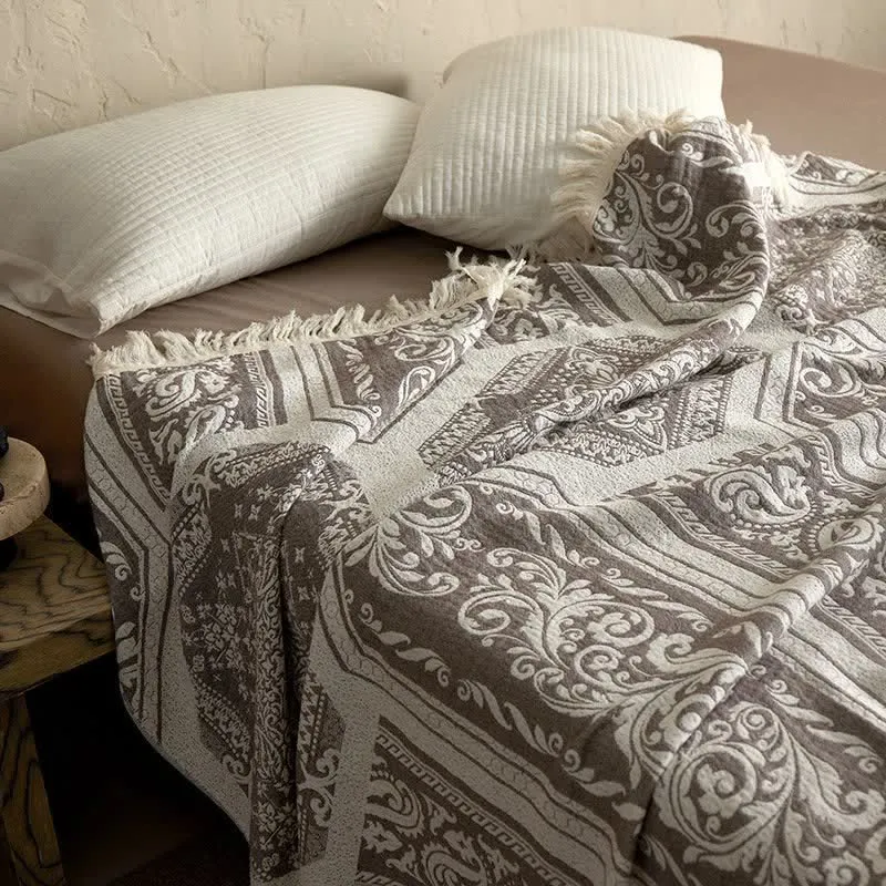 Baumwolldecke mit Damast-Paisley-Muster