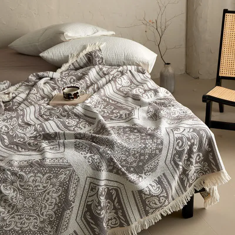 Baumwolldecke mit Damast-Paisley-Muster