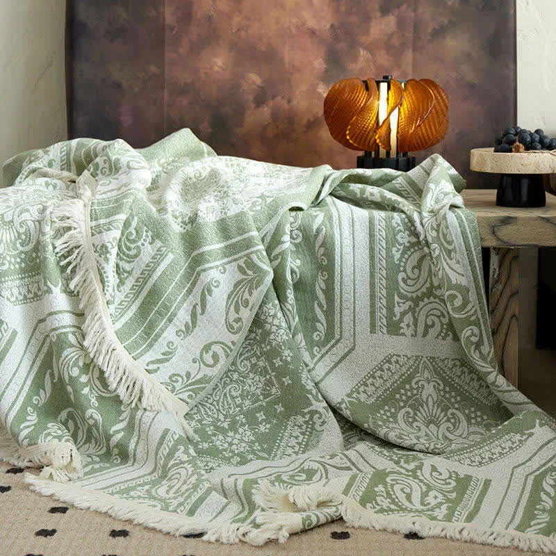 Baumwolldecke mit Damast-Paisley-Muster