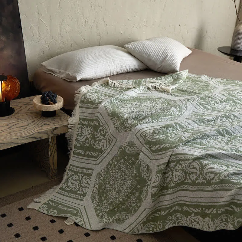 Baumwolldecke mit Damast-Paisley-Muster