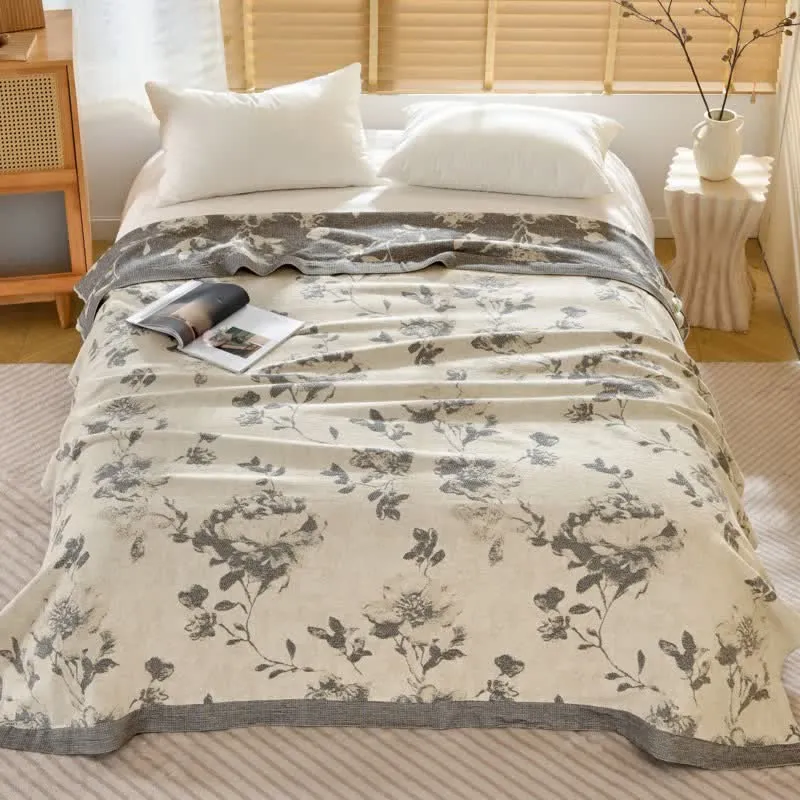Vintage-Baumwoll-Steppdecke mit Blumenmuster