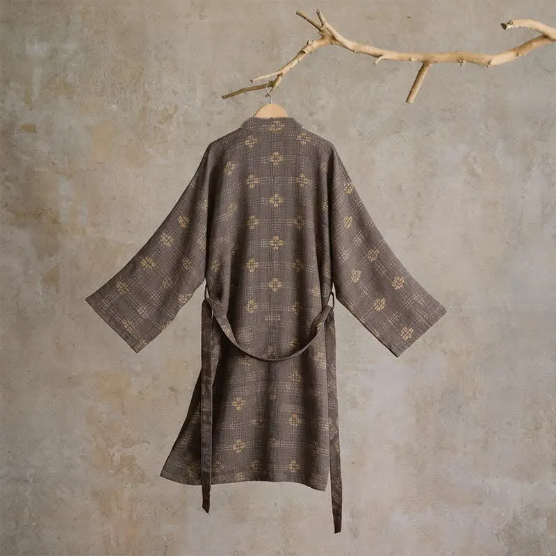 Unisex geometrischer Yukata-Bademantel aus Baumwolle