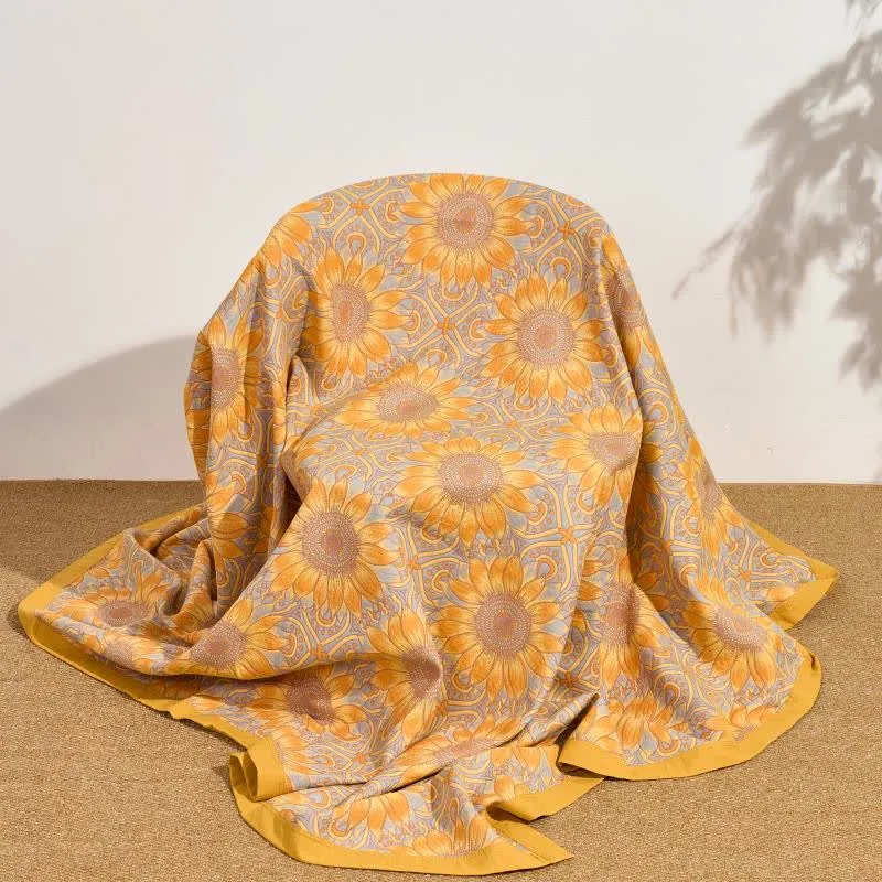 Boho-Sonnenblumen-3-lagige Musselin-Baumwolldecke
