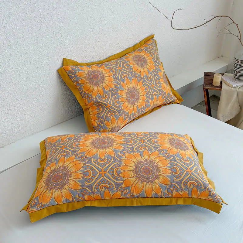 Boho-Sonnenblumen-3-lagige Musselin-Baumwolldecke