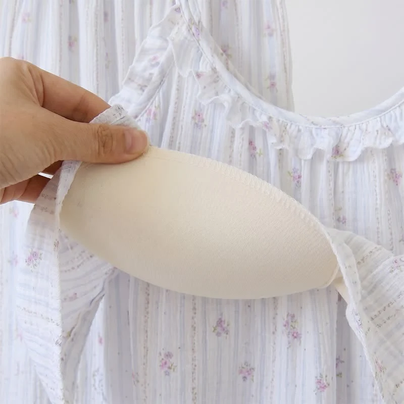 Rüschen-Pyjama mit Streifen und Blumenmuster aus Baumwolle