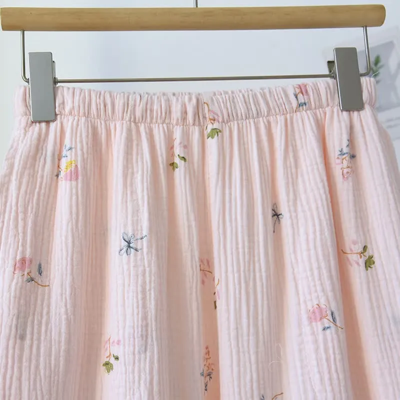 Rüschen-Baumwoll-Cami-Pyjama mit zartem Blumenmuster