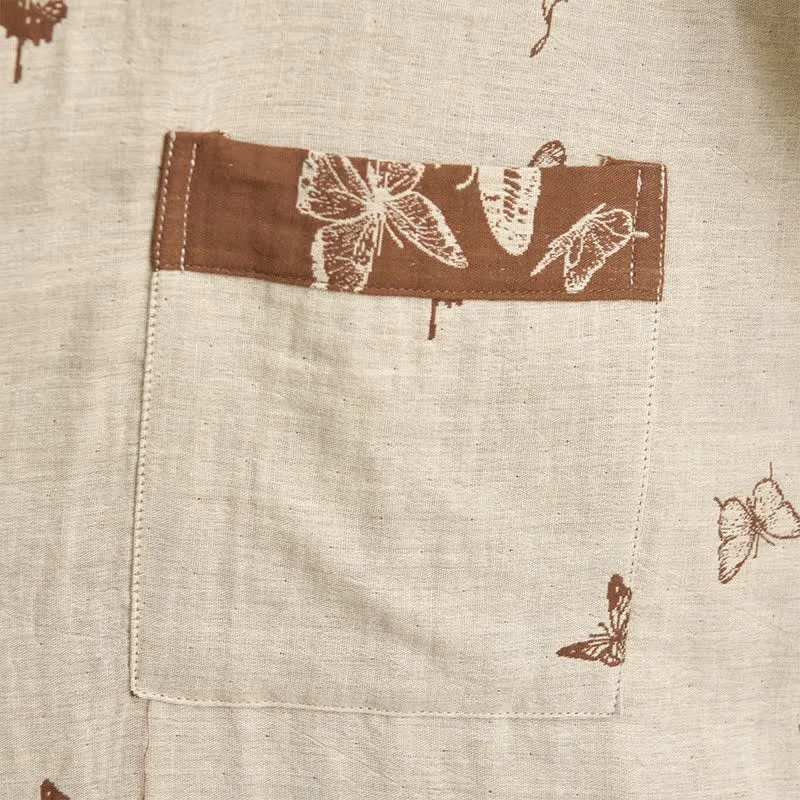 Eleganter Kimono-Bademantel aus Baumwolle mit Schmetterlingsmotiv