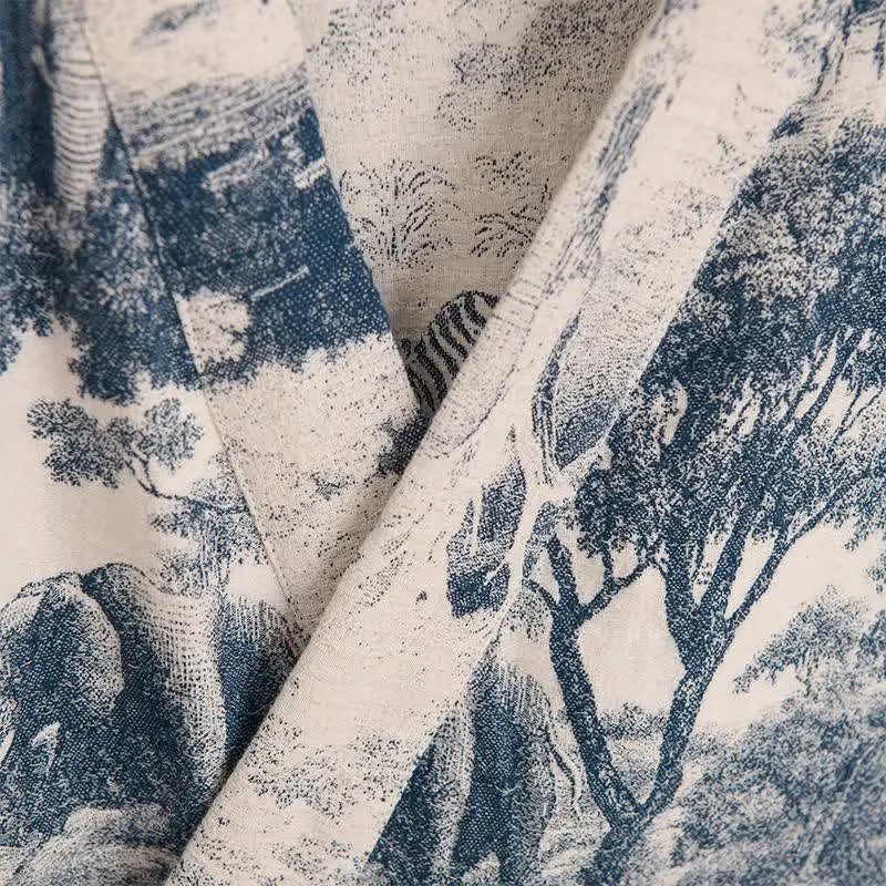 Kimono-Bademantel aus Baumwolle mit Toile-Print
