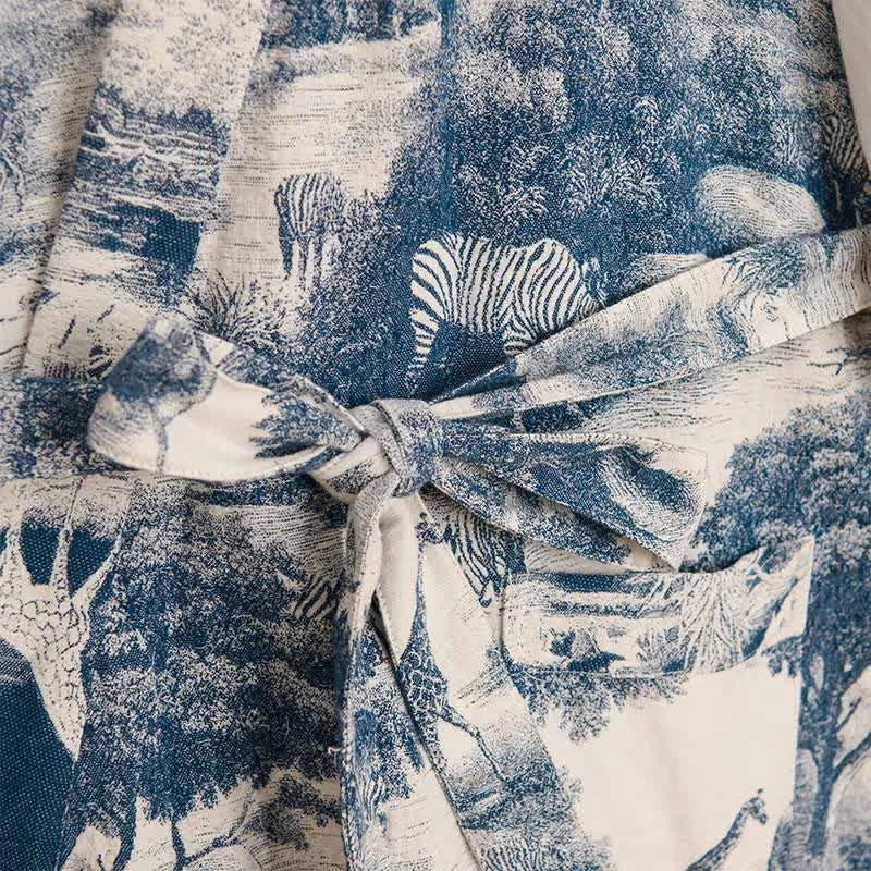 Kimono-Bademantel aus Baumwolle mit Toile-Print