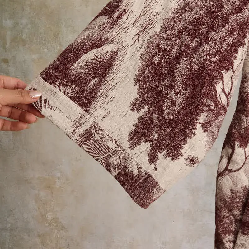 Kimono-Bademantel aus Baumwolle mit Toile-Print