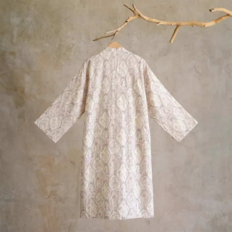 Boho Vintage Kimono-Bademantel aus Baumwollgaze