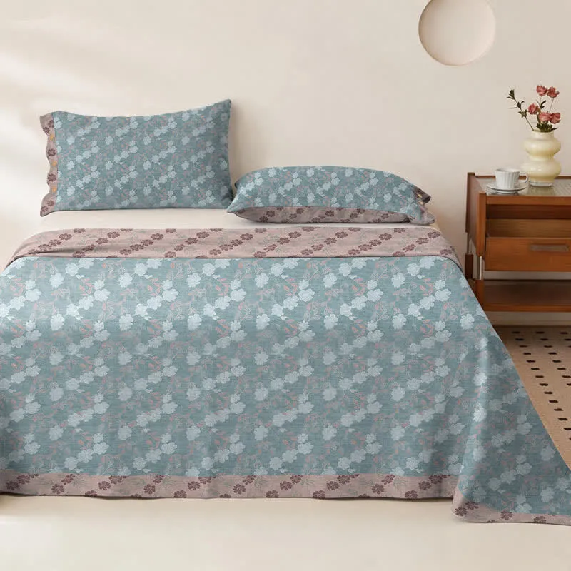 Elegante Tagesdecke aus doppellagigem Baumwollgewebe mit Blumenmuster