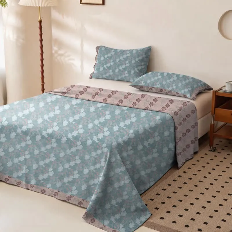 Elegante Tagesdecke aus doppellagigem Baumwollgewebe mit Blumenmuster