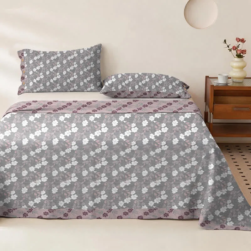 Elegante Tagesdecke aus doppellagigem Baumwollgewebe mit Blumenmuster