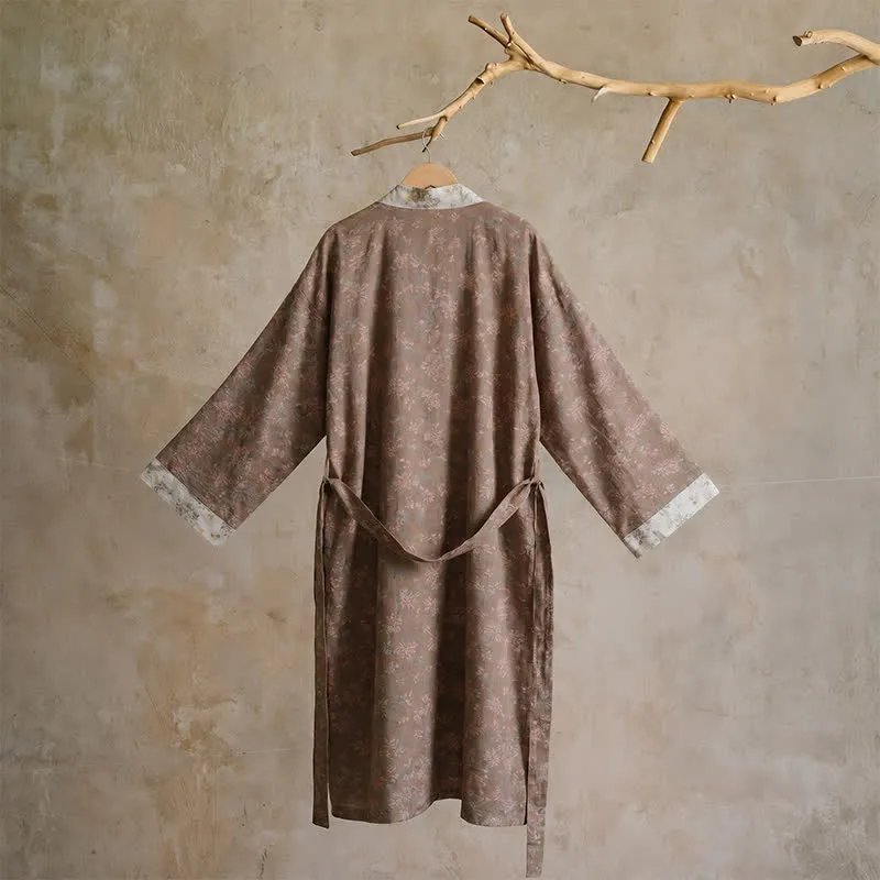 Wendbarer Kimono-Bademantel aus Baumwolle mit Blumenmuster