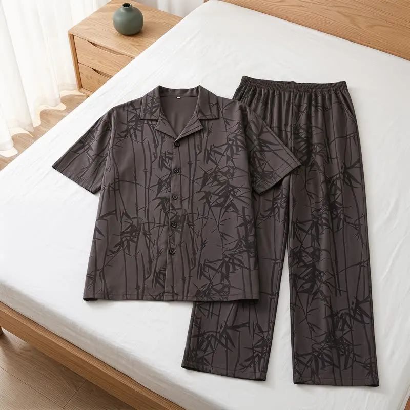 Loungewear-Set aus 100 % Baumwolle mit dunklen Bambusknöpfen