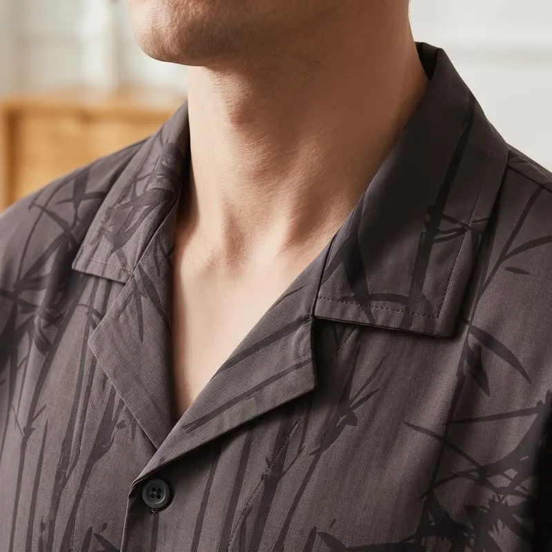Loungewear-Set aus 100 % Baumwolle mit dunklen Bambusknöpfen