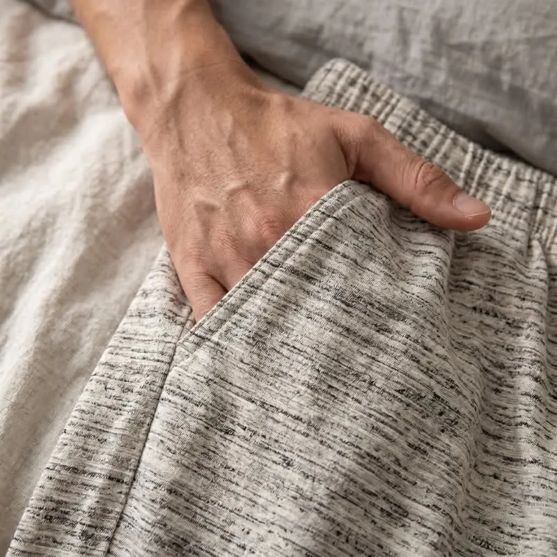 Loungewear-Set aus melierter Baumwolle mit Knöpfen