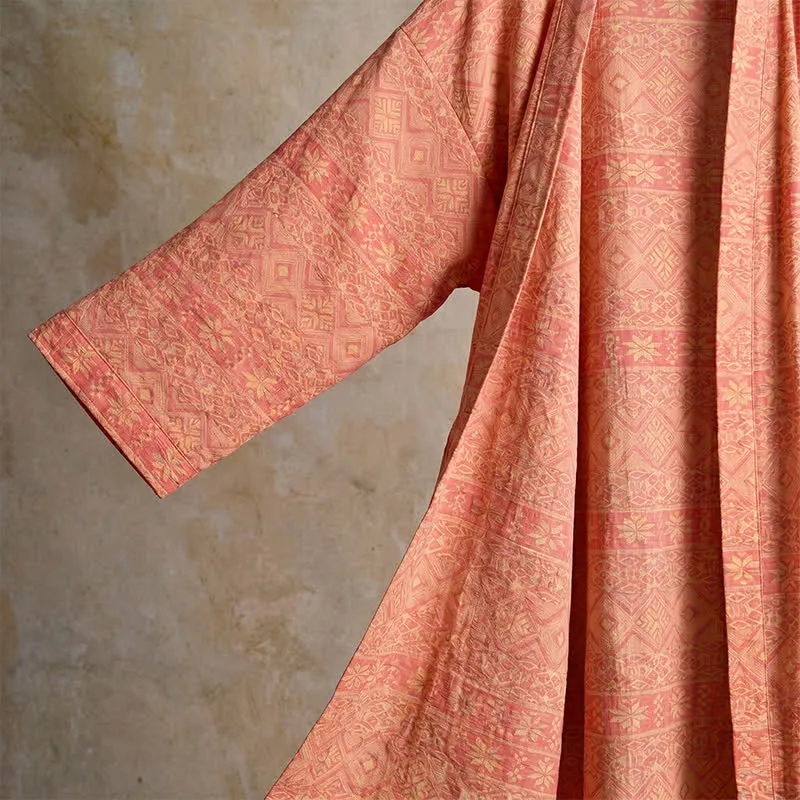 Kimono-Bademantel aus Baumwolle mit ethnischem geometrischem Muster