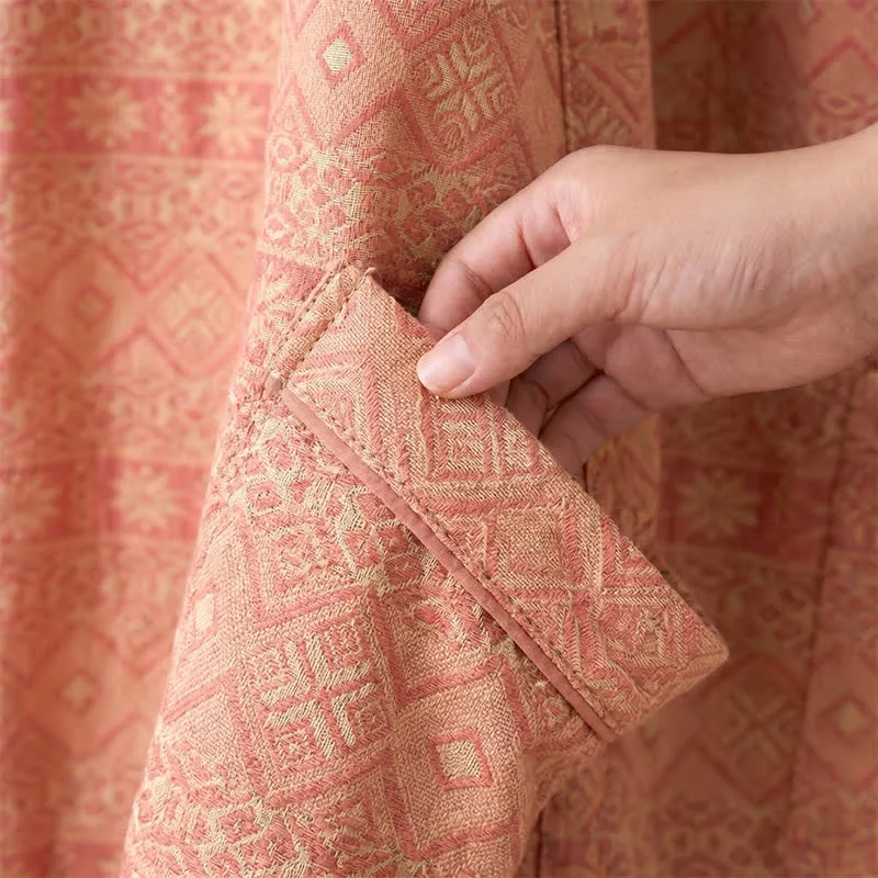 Kimono-Bademantel aus Baumwolle mit ethnischem geometrischem Muster