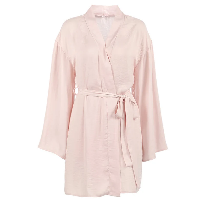 Kimono-Set in einfarbigem Rosa
