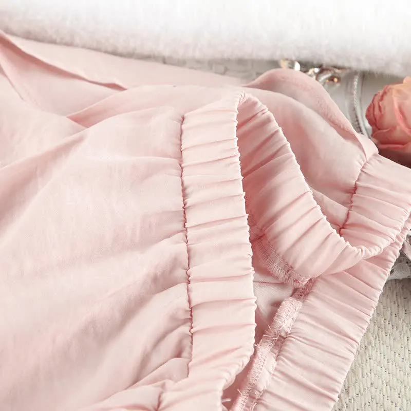 Kimono-Set in einfarbigem Rosa