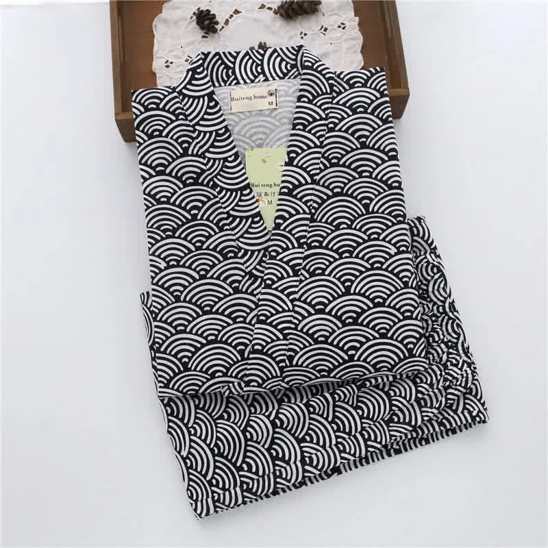 Unisex Seigaiha Baumwollkimono Loungewear Set