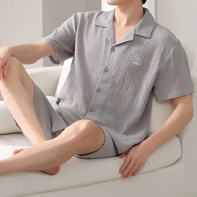 Ownkoti Unisex-Loungewear-Set aus Baumwollgaze