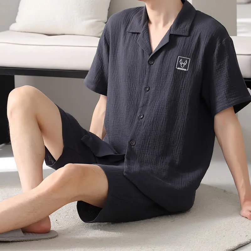 Ownkoti Unisex-Loungewear-Set aus Baumwollgaze