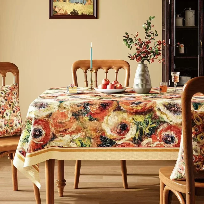Impressionistische Ölgemälde-Tischdecke mit Blumenmuster