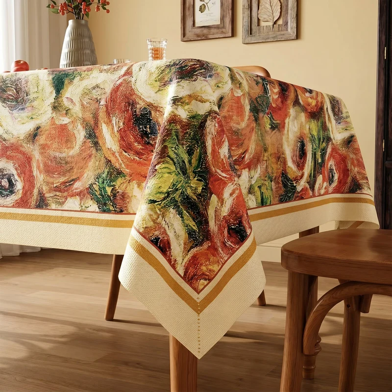 Impressionistische Ölgemälde-Tischdecke mit Blumenmuster