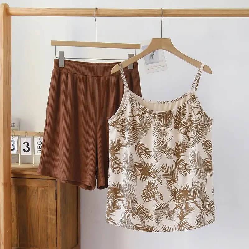 Modal-Cami-Pyjama mit tropischem Palmenmuster