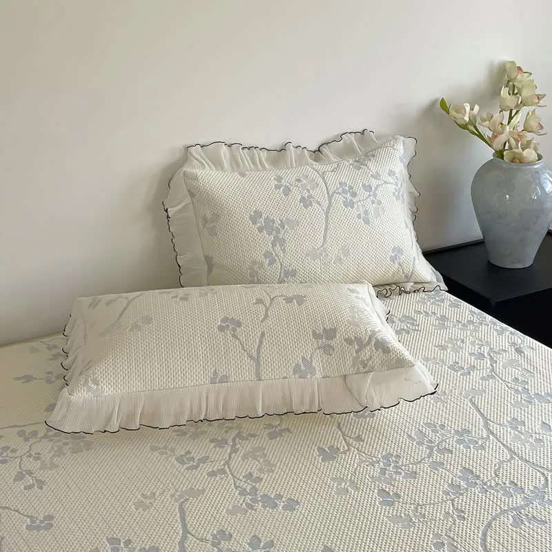 Bettwäsche-Set mit Rüschen, Blumenmuster und Zweigen