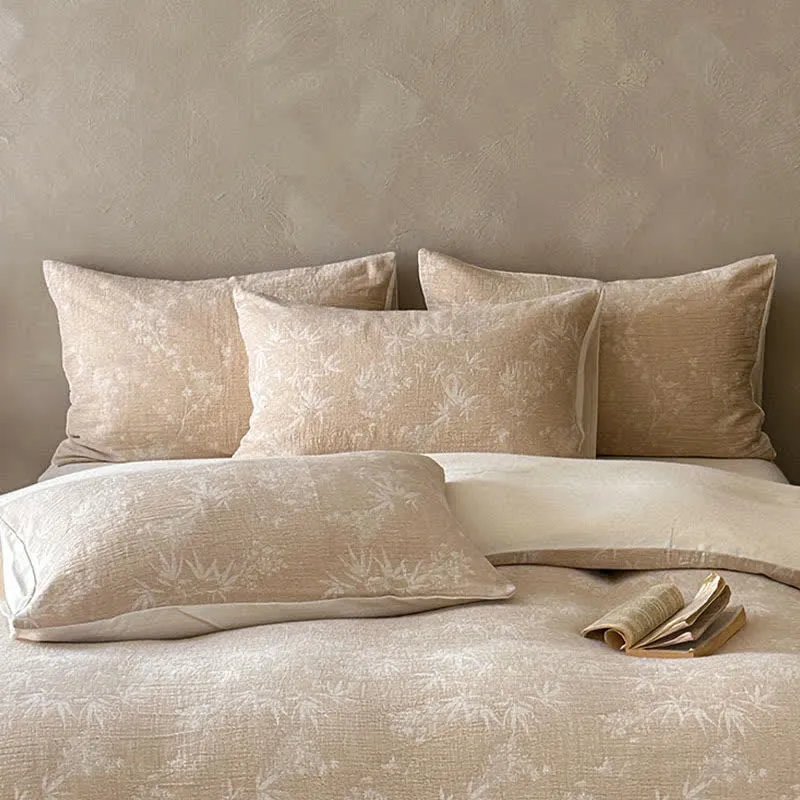 Bettwäsche-Set aus Kamel- und Bambuszweigen-Jacquard-Baumwolle