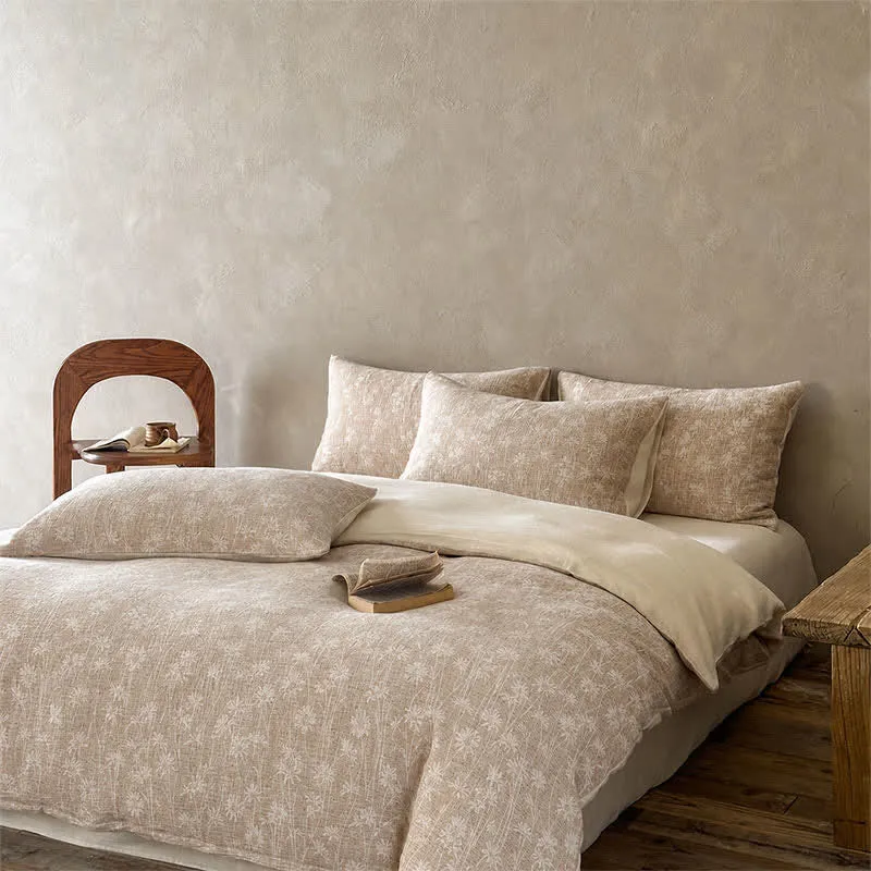 Bettwäsche-Set aus Baumwolle mit Kamel- und Blumenmuster (Jacquard)