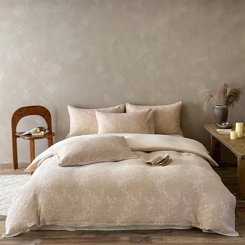 Bettwäsche-Set „Camel Botanical Blossom Jacquard Cotton“