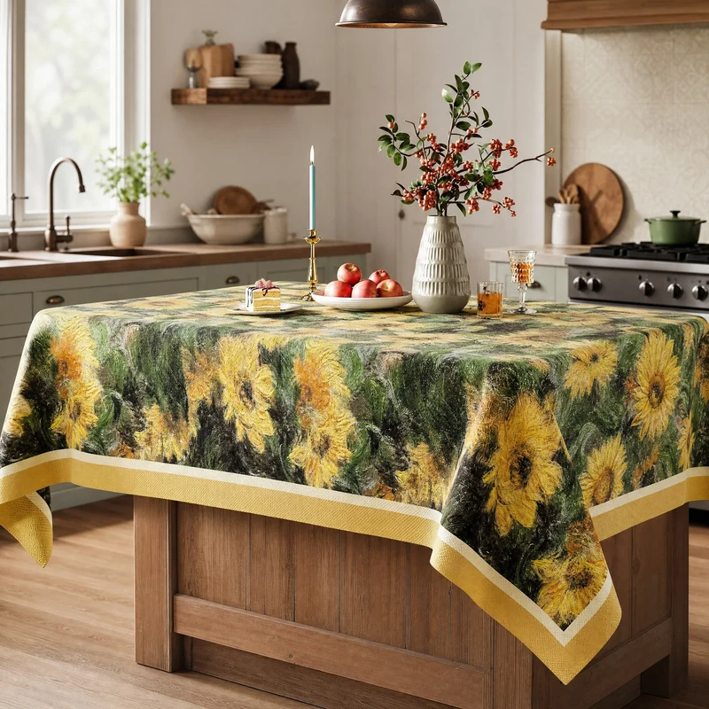 Vintage Tischdecke mit Sonnenblumenmuster