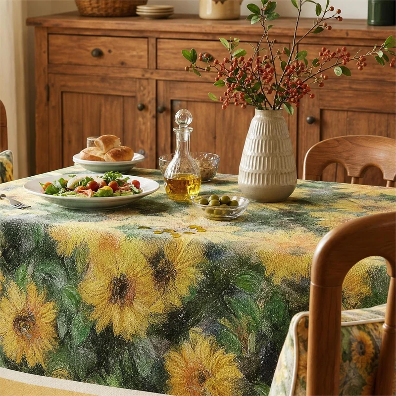 Vintage Tischdecke mit Sonnenblumenmuster