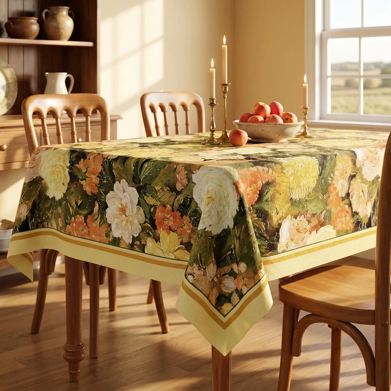 Elegante Tischdecke mit malerischem Blumenmuster