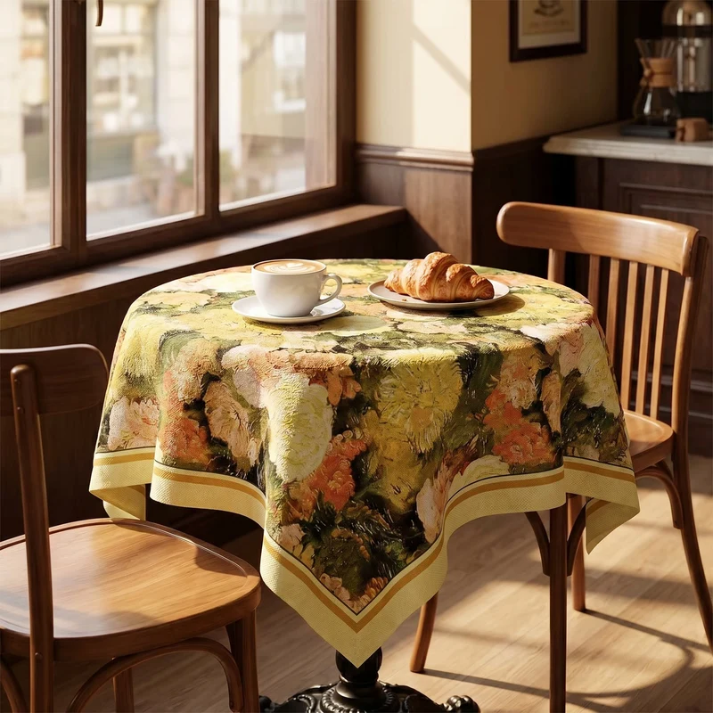 Elegante Tischdecke mit malerischem Blumenmuster
