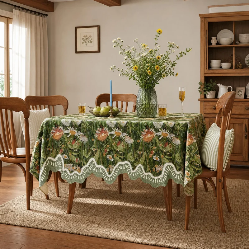 Tischdecke mit Waldblumen- und Gänseblümchenmuster