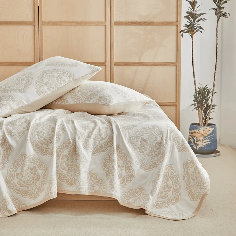 Vintage-Bettwäscheset im europäischen Jacquard-Stil mit Rankenmuster