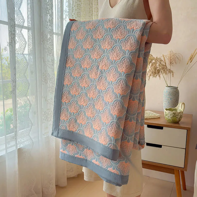 Dreilagige Jacquard-Musselin-Baumwolldecke mit Muschelmuster