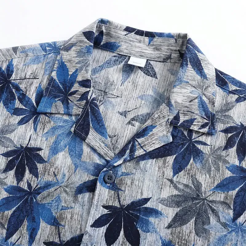 Unisex-Pyjama-Set mit blauem Blattmuster