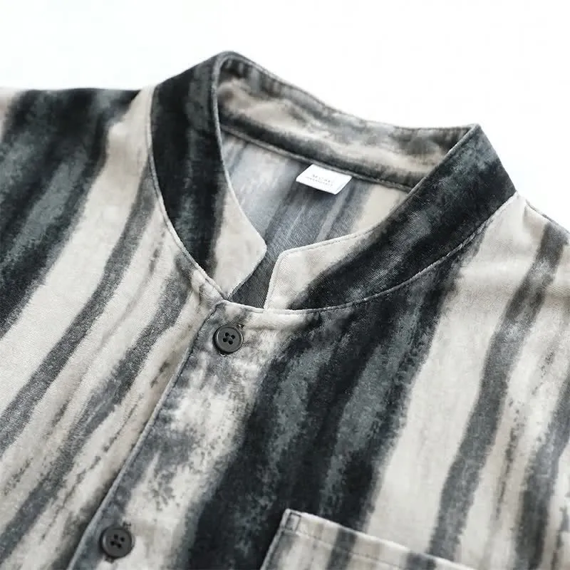 Unisex-Pyjama mit Stehkragen und Tintenstreifen