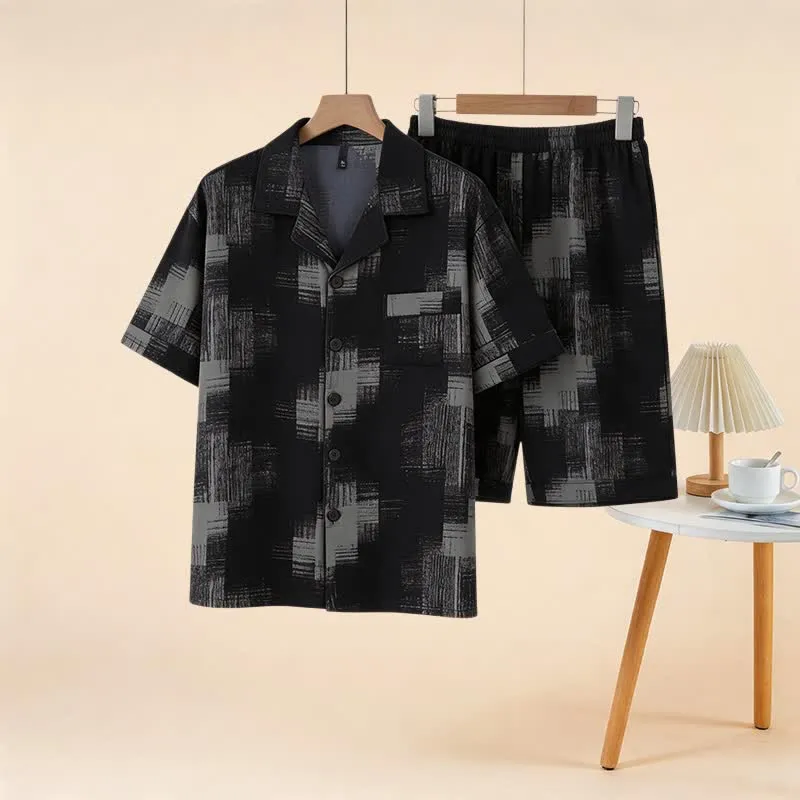 Loungewear-Set in Übergröße mit dunklem, abstraktem Muster